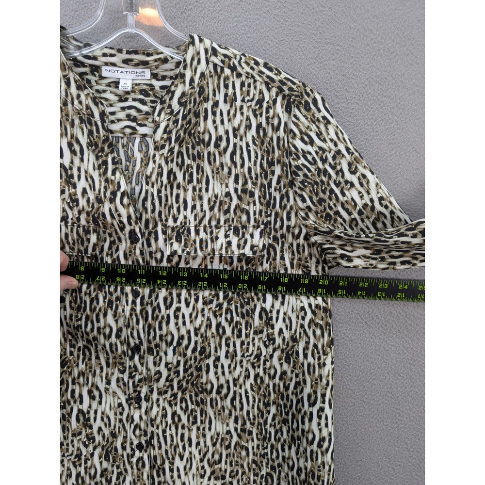 Notations Petite Leopard Print Button Down Long S… - image 6